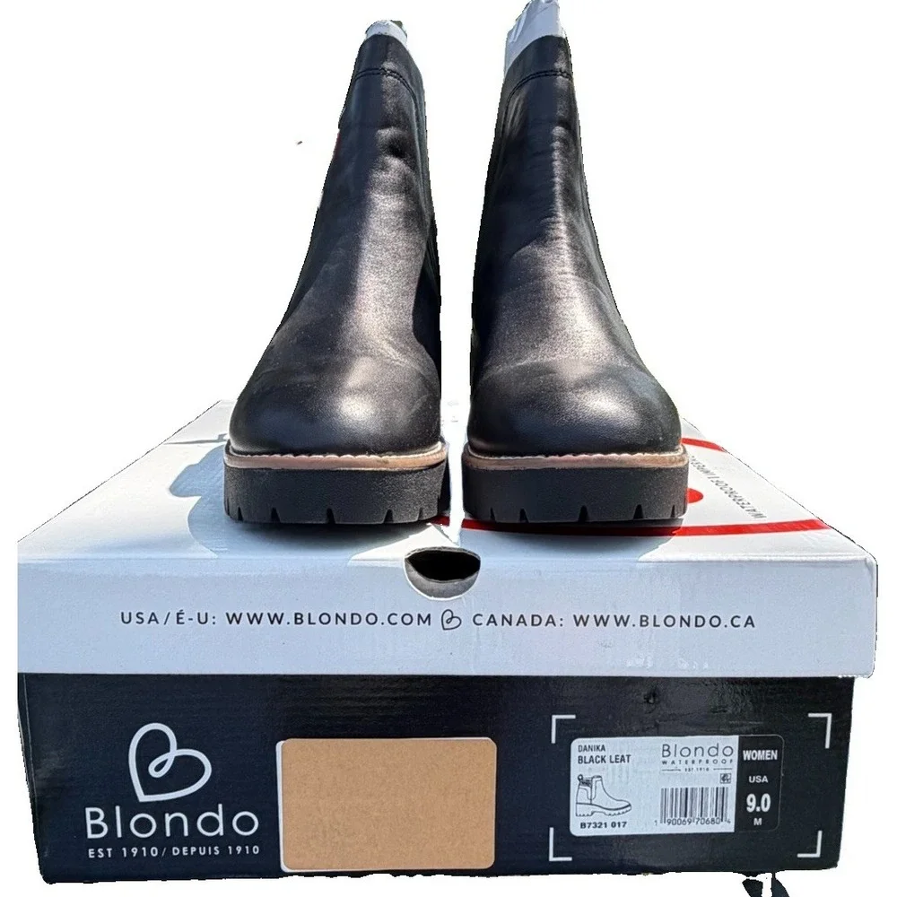 Blondo Danika Waterproof Chelsea Ankle Boots Women's US 9 Black Leather NWB